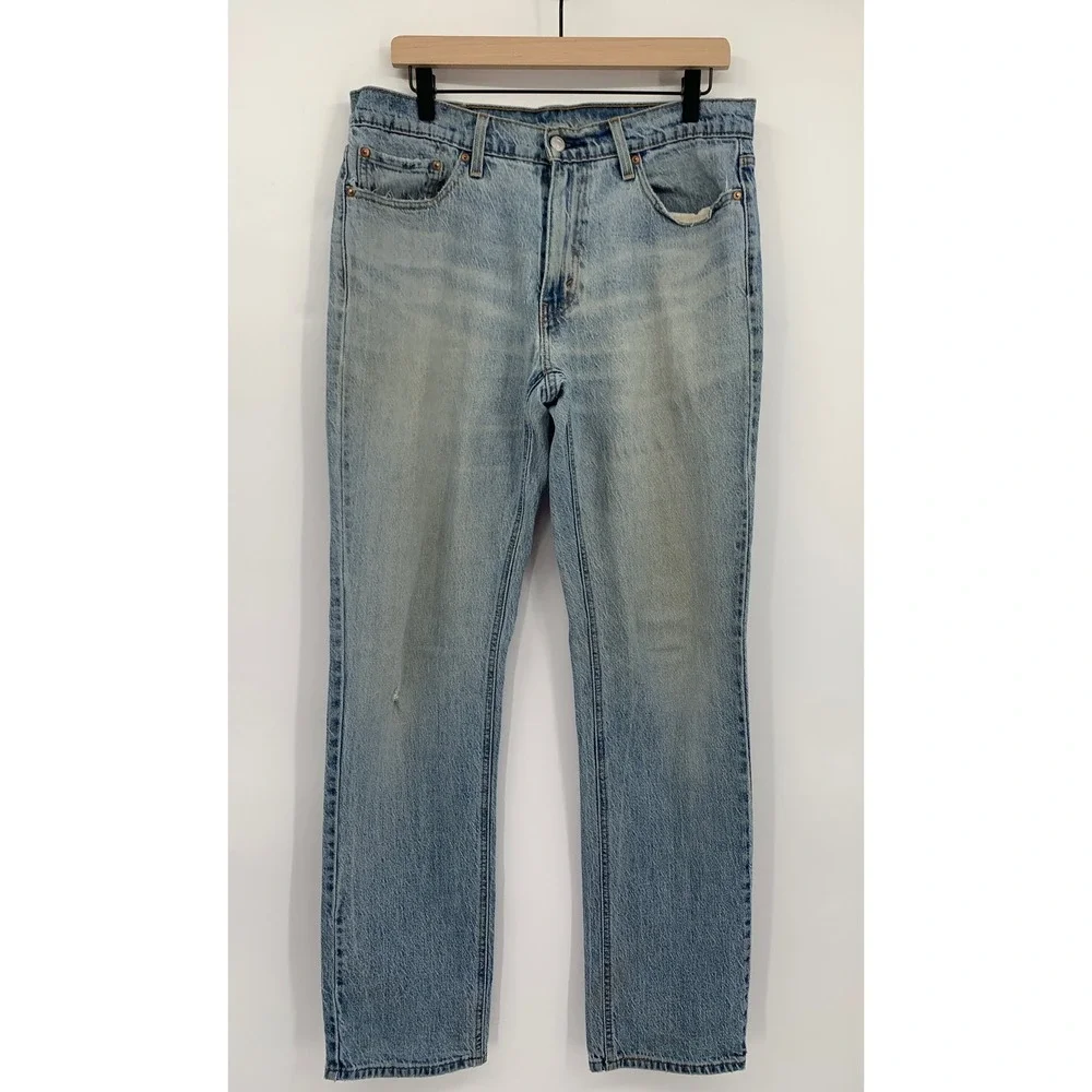 Levis 541 Jeans Mens 33x34 Blue Athletic Taper Light Wash Distressed Denim Pants